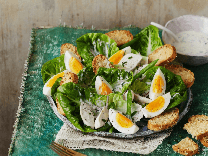 Egg and Chicken Caesar salad
