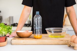 Separating eggs using a water bottle