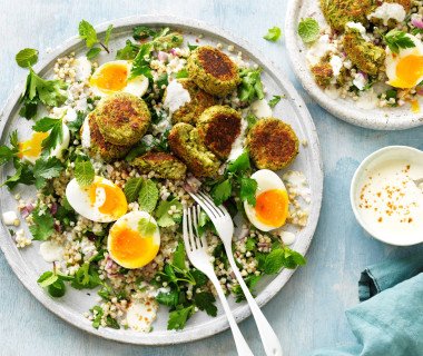 HEART HEALTHY BROCCOLI FALAFEL with BUCKWHEAT HERB SALAD AUS EGGS PART THREE SEPT 2020 8687 midres
