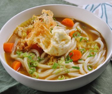 Deep fried egg curry udon 1 1