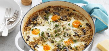 French Onion Mushroom Baked Risotto with Eggs 1162