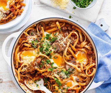 Mushroom Lentil Pasta Ragu with Eggs 0401 (1)