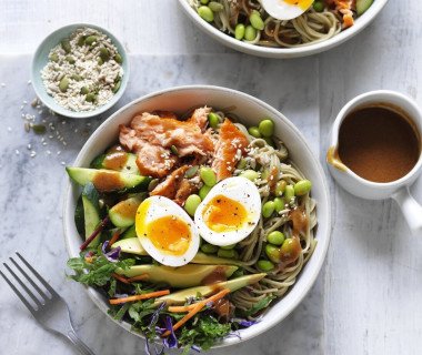 Soba Noodle Nourish Bowl Miso Dressing and Eggs 2456