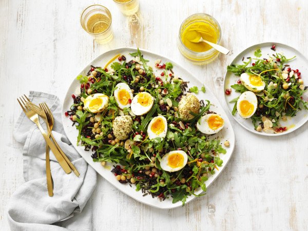 Dukkah Egg and Pomegranate Salad