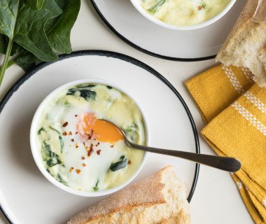 Bechamel Spinach Baked Eggs 2