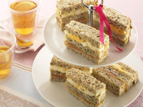 Egg, Smoked Salmon and Cucumber Double Decker Sandwiches