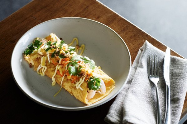 prawn and kimchi omelette