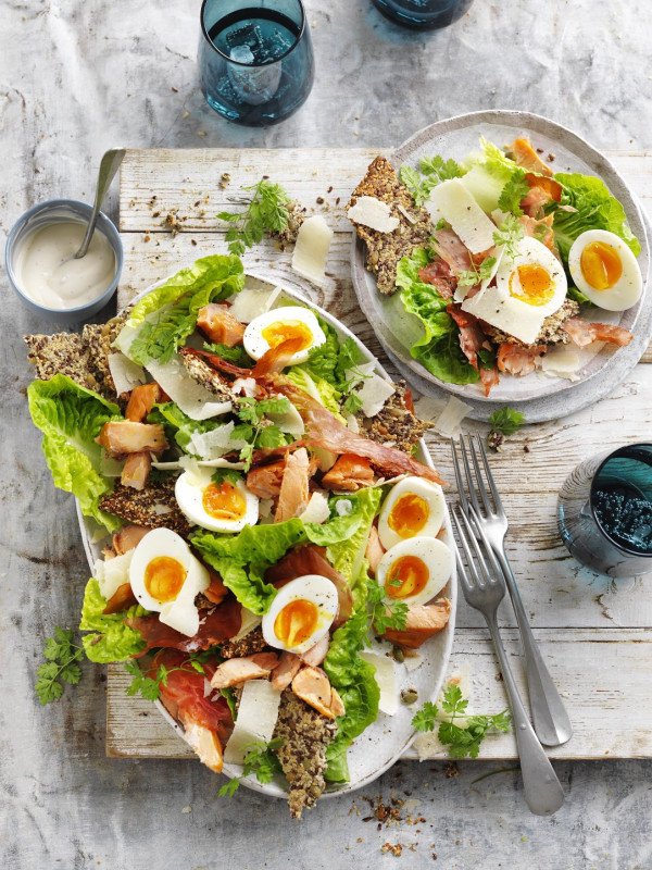 Caesar Salad With Hot Smoked Salmon