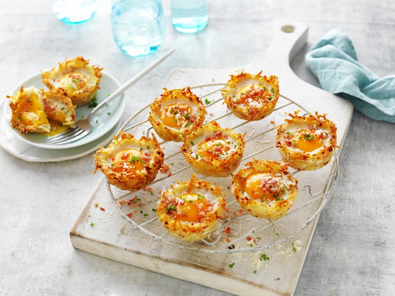 Hash Brown Ham and Egg Nests