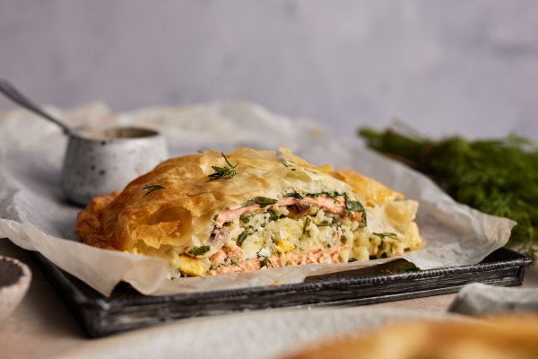 salmon rice and egg pie